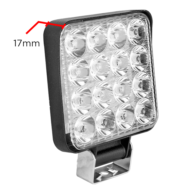 Mini Farol Auxiliar Quadrado 48w R8 com 16 Leds - Jr8 Mini Farol Auxiliar Quadrado 48w R8 com 16 Leds - Jr8