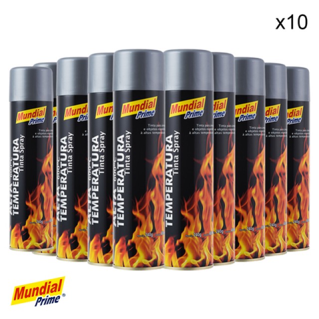 Kit 10 Tinta Spray Aluminio Mundial 400ml Alta Temperatura Kit 10 Tinta Spray Aluminio Mundial 400ml Alta Temperatura